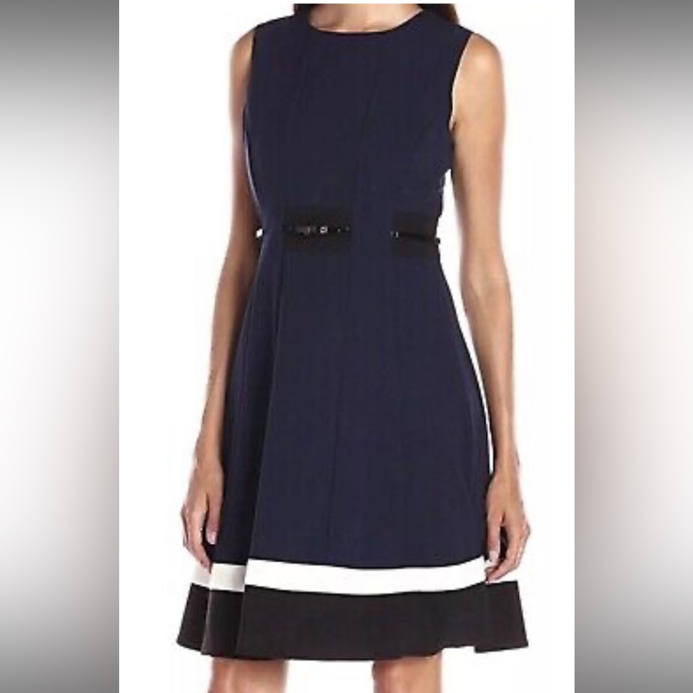 Calvin Klein Color Block Fit and Flare Dress